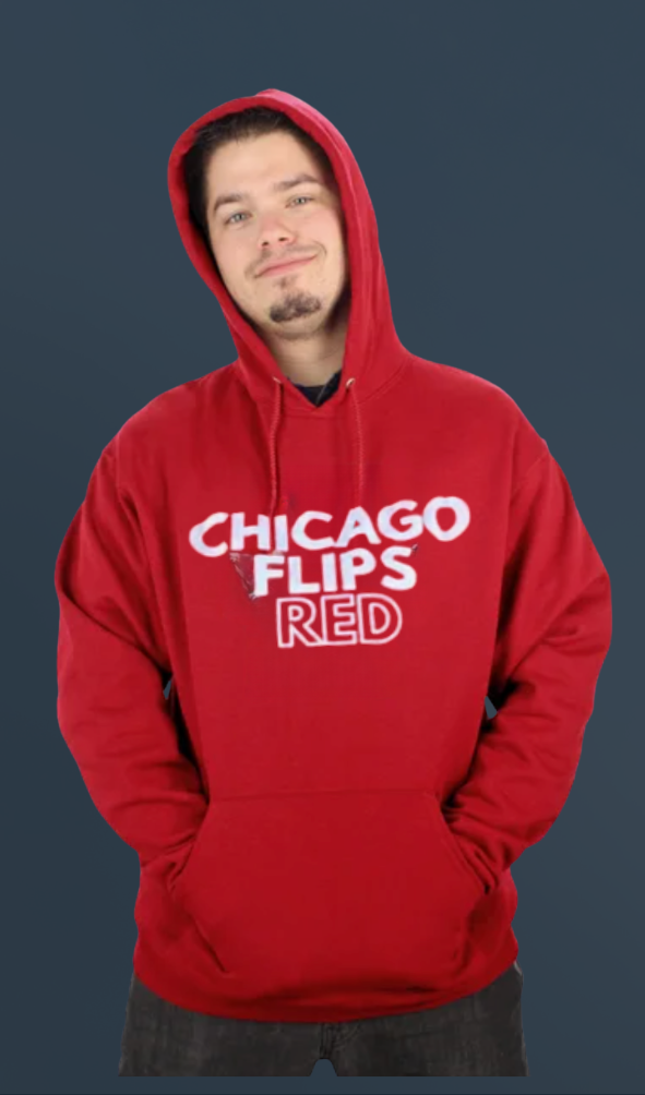 Chicago Flips Red Pullover Hoodie — Printed Jerzee NuBlend Hooded Sweatshirts