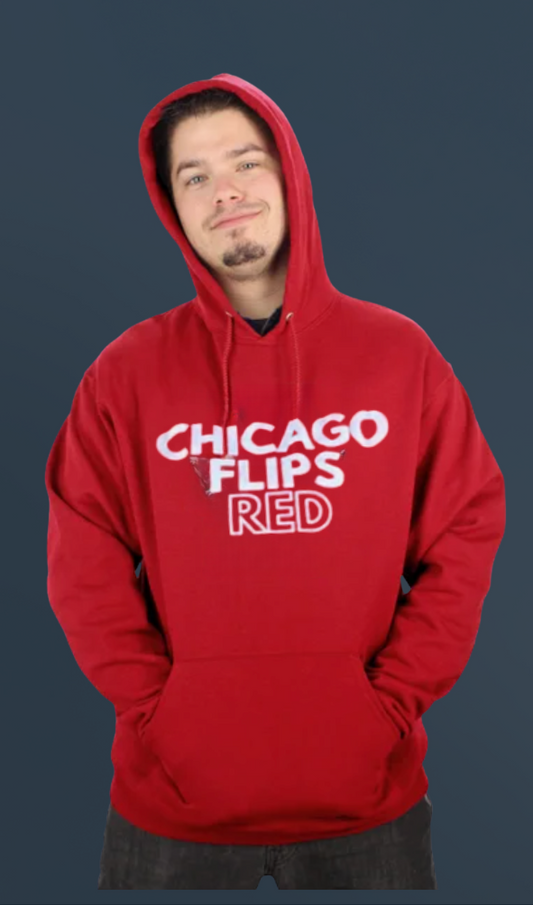 Chicago Flips Red Pullover Hoodie — Printed Jerzee NuBlend Hooded Sweatshirts