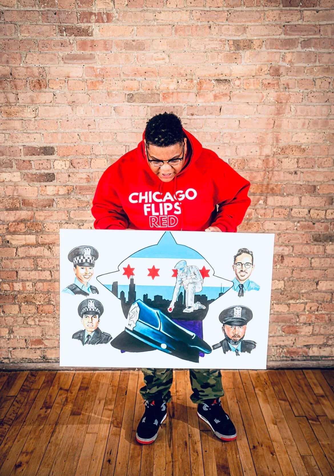 Chicago Flips Red Pullover Hoodie — Printed Jerzee NuBlend Hooded Sweatshirts